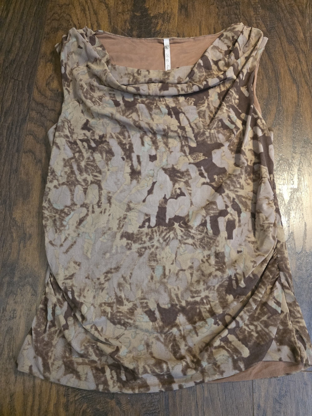 Leo & Nicole Taupe and Brown Cowl Neck Tank Top